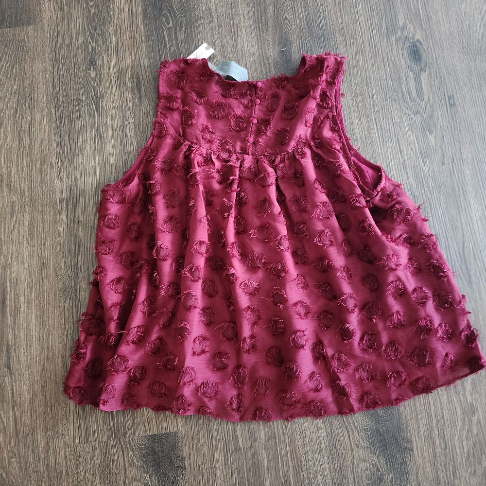 NWT AnthropologieXL  Sachin & Babi Rosette Textured Sleeveless Burgundy Top - Picture 3 of 9